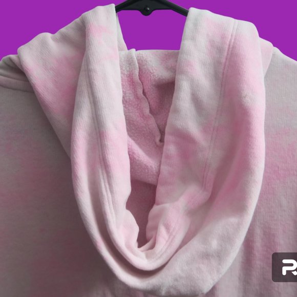 PINK Victoria's Secret tie dye hoodie sweatshirt with pockets in pink and white - Picture 7 of 9
